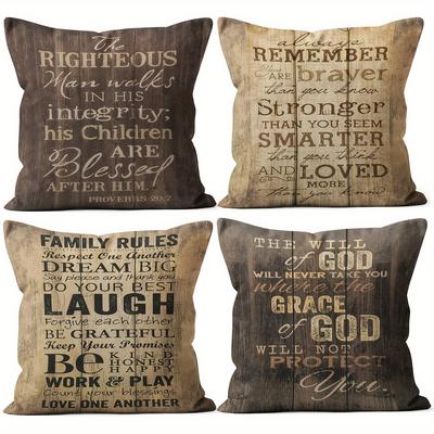 Vintage Country Style Inspirational Throw Pillow Covers - 45x45cm | Farm Porch Bench Sofa Bed Living Room Decor