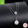 Double Chain 50 Points Moissanite Necklace Women, Simple Light Luxury S925 Sterling Silver Collarbone Chain