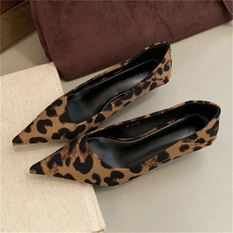 Fashion Fashion Pointed Toe Woman Pumps Leopard Print Thin Low Heels Women Shoes Brand Mules Elegant Casual Party Shoes Zapatos De Mujer