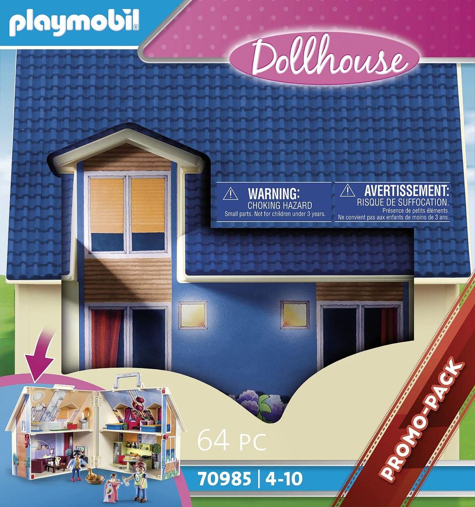 PLAYMOBIL Dollhouse 70985 Mitnehm-Puppenhaus Mit Griff, Zusammenklappbar, Spielzeug Für Kinder Ab 4 Jahren