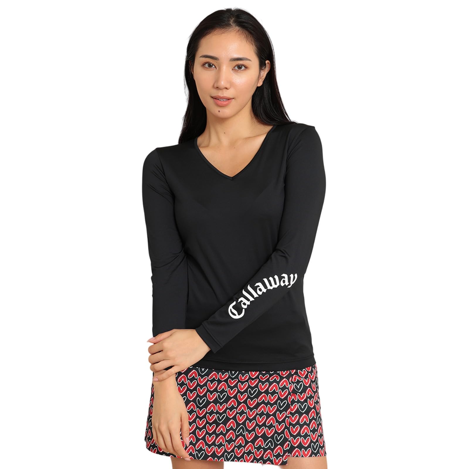 

Callaway Футболка с длинным рукавом M Женская футболка с V-образным вырезом, V-образный вырез с гольф-белье, 24SS_1010_Черный,