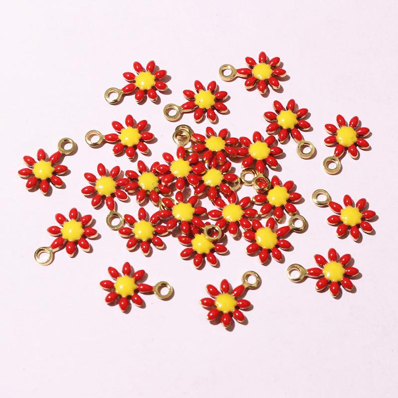 20pcs 10x7mm Small Flower Charms Pendant Enamel Stainless Steel DIY Jewelry Making Accessories Findings for Necklace Earrings