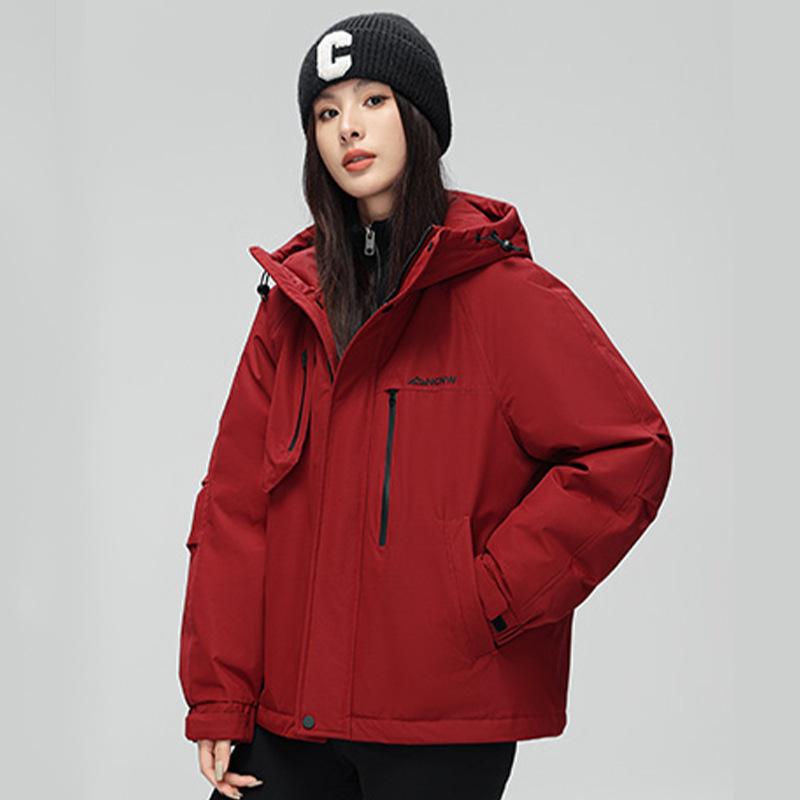 

Женская уличная ветрозащитная теплая куртка с интегрированным пухом и пером, мужская куртка на 90% утином пуху 2XL бордовый