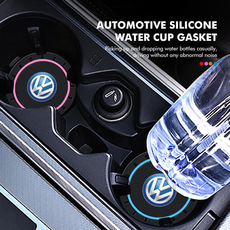 OPQ1 For Volkswagen VW Car Coasters Water Cup Slots Non-Slip Mat Waterproof Drink Pad Scirocco Passat Polo B5 B6 B7 CC Tiguan Sharan