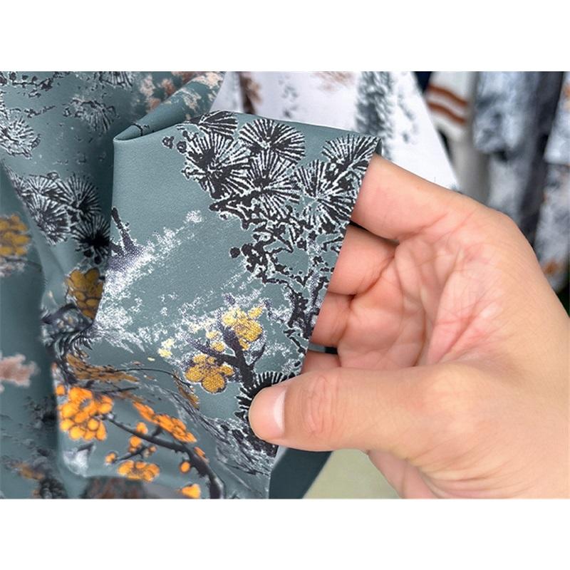 Chinese Style Ink Plum Blossom Short Sleeved Shirt For Men Retro Breathable Shirt