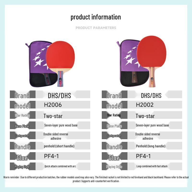 DHS 2-Star Table Tennis Racket