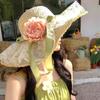 Flower Bow Lace Raffia Straw Hat Women's Seaside Beach Vacation Style Big Brim Sun Protection Sun Hat