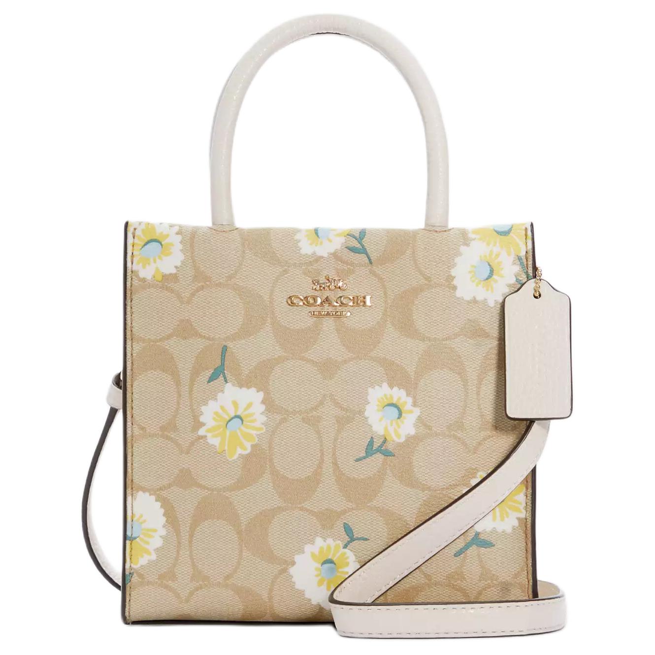 

Coach Cally 17 Daisy Floral Print Coated Canvas And Pebble Leather Tote Bag Women Tote Bags Khaki C3599-IMOTV Basic Set (Bag+Dust Bag)