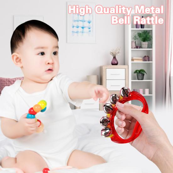 Hudební chrastítko s 10 zvonky pro děti Průhledná plastová rukojeť Hladký bezpečný úchop Odolné kovové zvonky Dětská hudební hračka