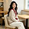 French Sweet with Shawl Navy Collar Knitted Cardigan Women's 2026 Autumn and Winter New Design Red Sweater Jacket