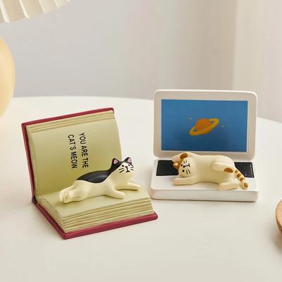 Kreativer Harz Katzen Handyhalter Universal Handy Ständer Halterung Ornament Figuren Heim Büro Schreibtisch Zubehör Dekor
