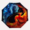 1pc Blue Dragon Phoenix Yin Yang Umbrella with Plastic Handle,Suitable for All Seasons Home Travel Outdoor UmbrellaB1852
