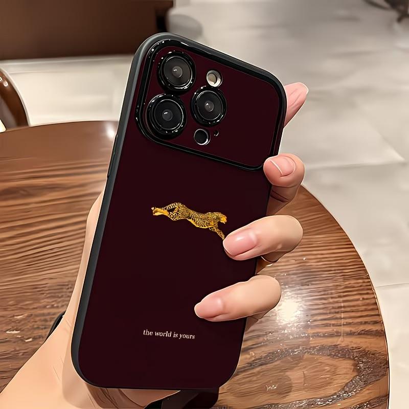 Fashion Leopard Print Burgundy Phone Case For iPhone 17 16 11 13 12 14 15 Pro Max XS X XR Plus 16 17 Pro Air Shockproof Cover