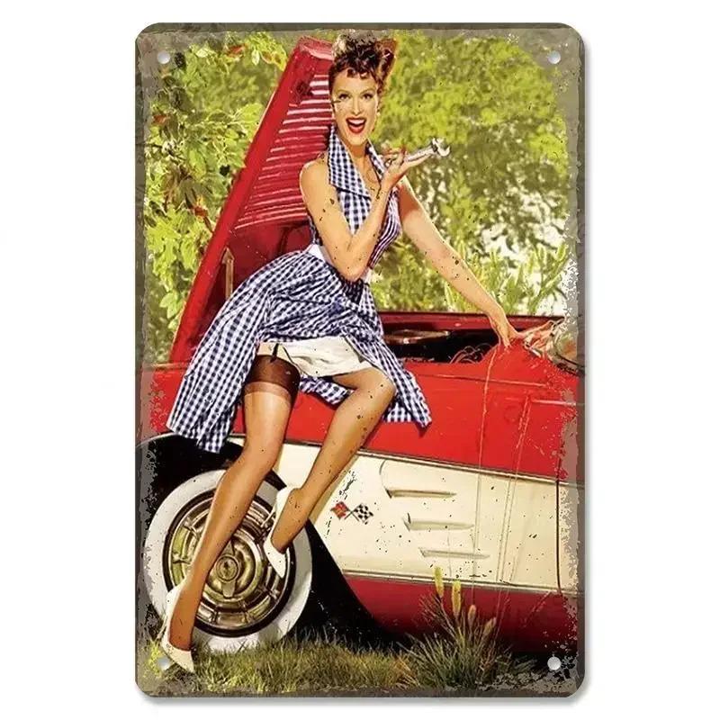 Metall-Wandskulptur Oldtimer | Blechschild, Retro Klassiker Auto Kunst, Halloween & Weihnachtsgeschenk, Bar/Pub/Garage Dekor