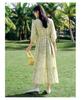 [Green Sound Skirt] Jiuzi Anna Kou Rural Style Relaxing Plant Printed Dress 2025 Summer New Style