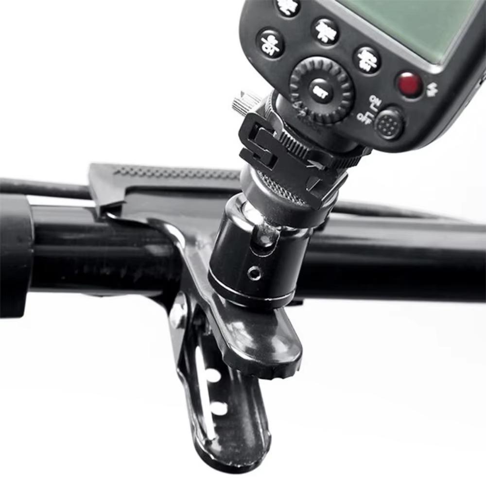 Metal Camera Clip Clamp Flash Holder Mount with 360 Swivel Photography Ball-Head 1/4" Threaded Screw for Camera Tripod SLR DSLR