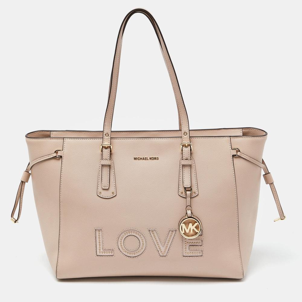 

Кожаная сумка-шоппер Michael Kors Voyager розовый