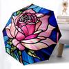 1 peça Guarda-chuva Automático Abre/Fecha com Vitral, Guarda-chuva Compacto Dobrável, Guarda-chuva Portátil para Todas as Estações para Mulheres/Homens F1124171