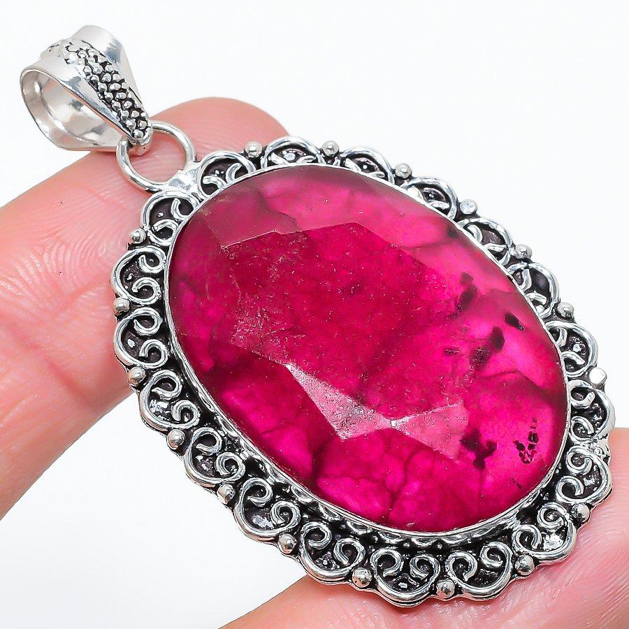 

Ruby(Simulated) Gemstone Handmade Ethnic Jewelry Pendant 2.29 VR-1986