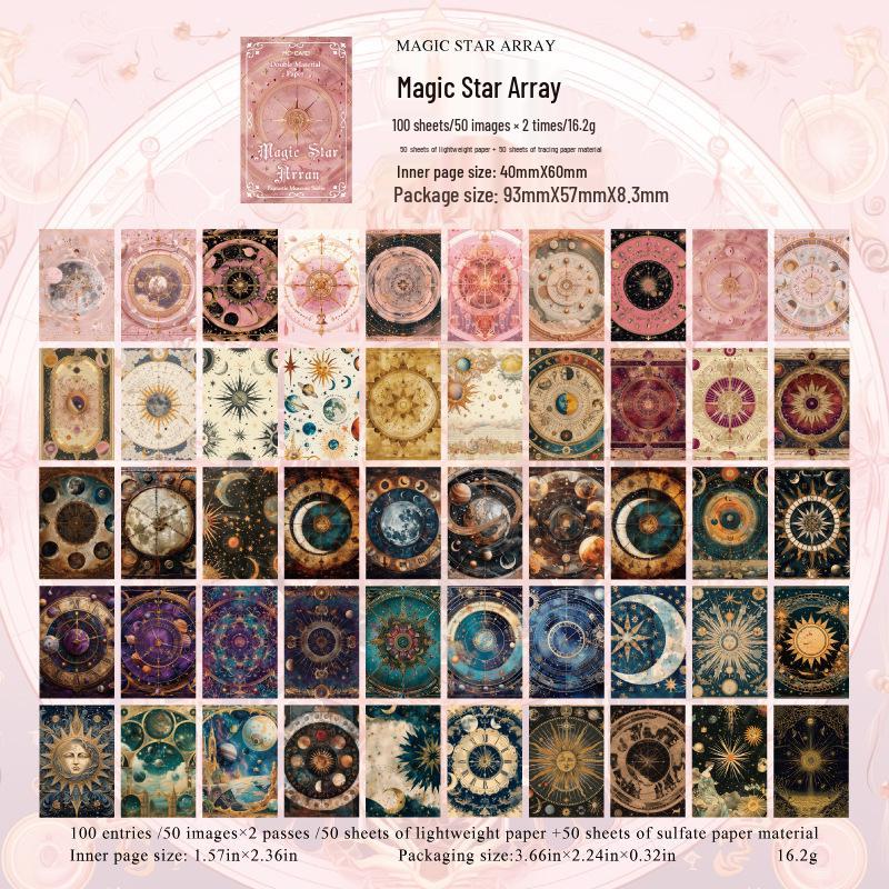 Mo Mo Fantasy Museum Series: 6 Styles Vintage Tearable Sticky Notes, 100 Sheets Portable Dual Material Book