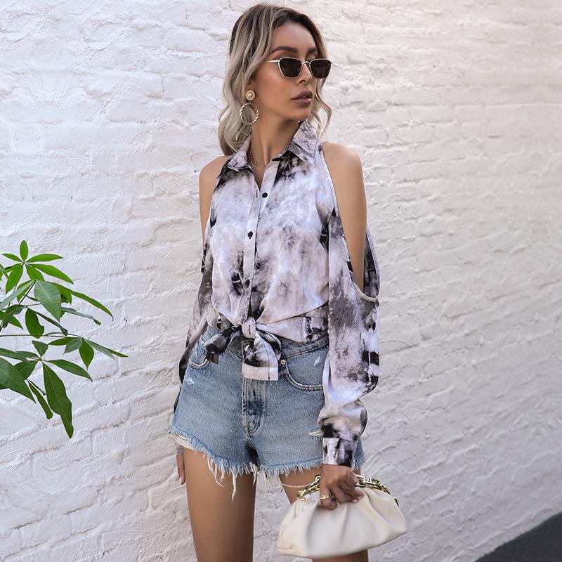 YYFS женские модные повседневные летние блузки и рубашки-поло с длинными рукавами — фото 7