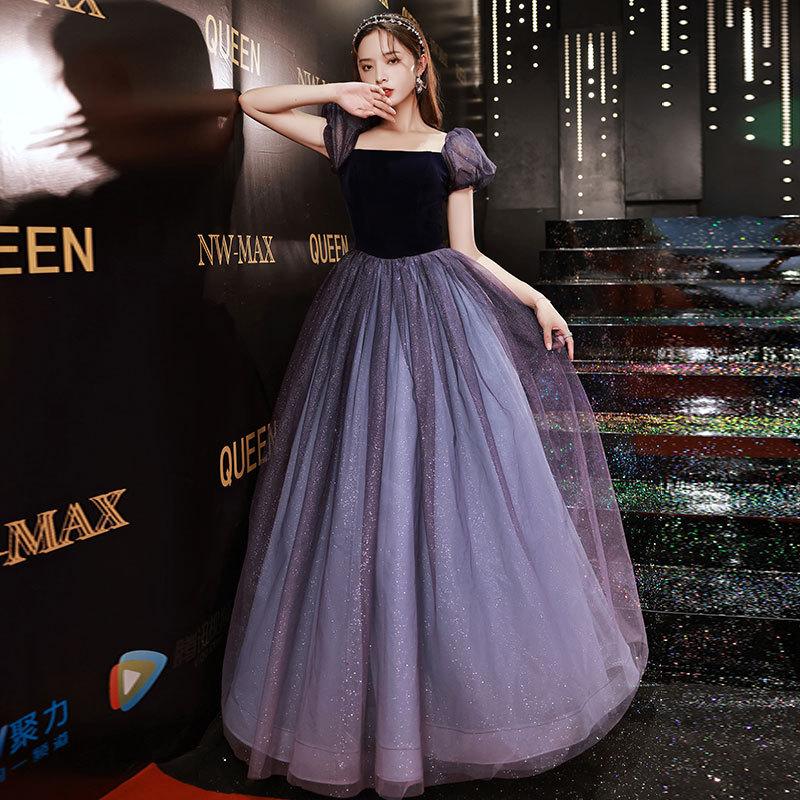Annual Meeting Evening Dress 1011 New Autumn and Summer Banquet Temperament Fairy Student Socialite Host Long Dress