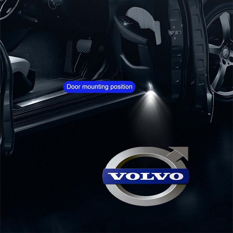 2Pcs Car Door Logo Emblem Welcome Led Light For Volvo 240 C70 S40 S50 S60 S70 S80 S90 V40 V50 V60 V90 XC40 XC60 XC90 Vnl Truck