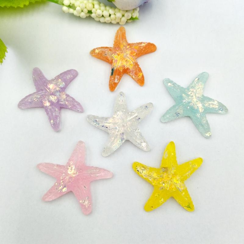 20pcs  Resin Adorable Glitter Colorful Starfish  For Home Wedding DIY Embellishments For Scrapbooking Accessorie