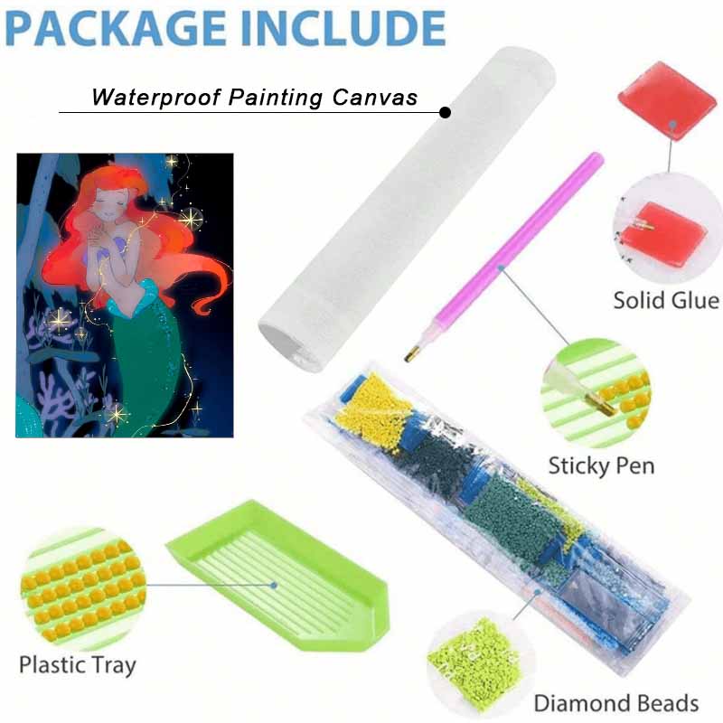 Disney Diamond Painting Set Ariel Mermaid Home Decor Craft, Perfect Handmade DIY Gift Idea