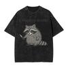 Richiedo Maglietta Lavata Divertente Procione Snack Casual Harajuku per Uomo Donna Cartone Animato Oversize Magliette T-Shirt Cotone