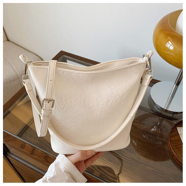 

лето новая популярная сумка-ведро модная сумка через плечо минималистичный стиль большая вместимость сумка-мессенджер бежевый