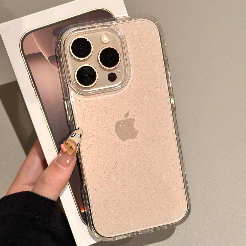 Soft Glitter Transparent Phone Case For iPhone 16 15 14 13 12 11 Pro X XS XR Max 8 7 Plus Shockproof Silicone Clear Bumper Cover