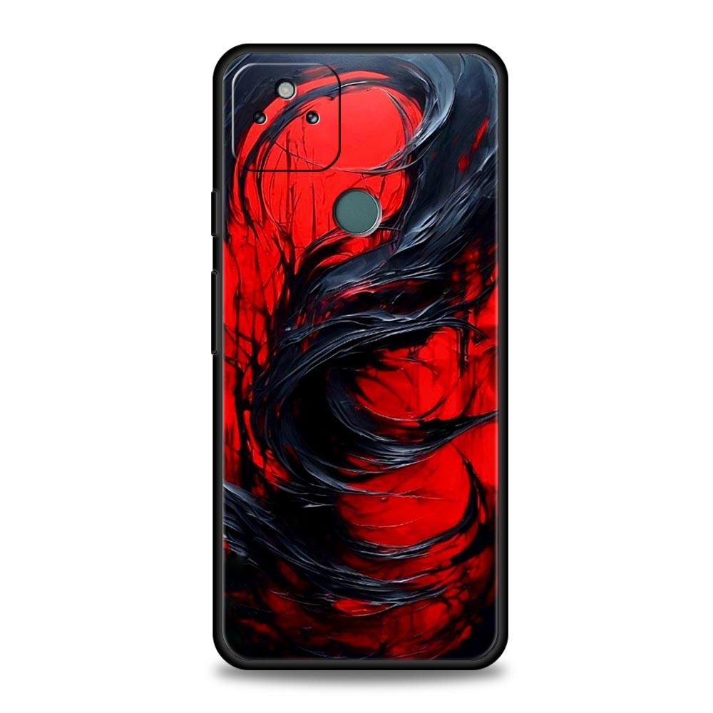 Black Red Ripple Art Phone Case Cover for Google Pixel 10 9 8 7 6 9A 8A 7A 6A Pro Shockproof Soft TPU 10 Pro XL Shell Fundas Bag
