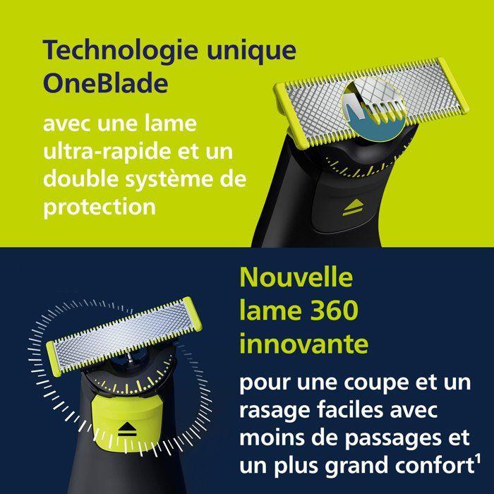 Tondeuse barbe & corps - PHILIPS - OneBlade Pro 360 - 2 lames - Sabot 14-en-1 - Autonomie 90 min