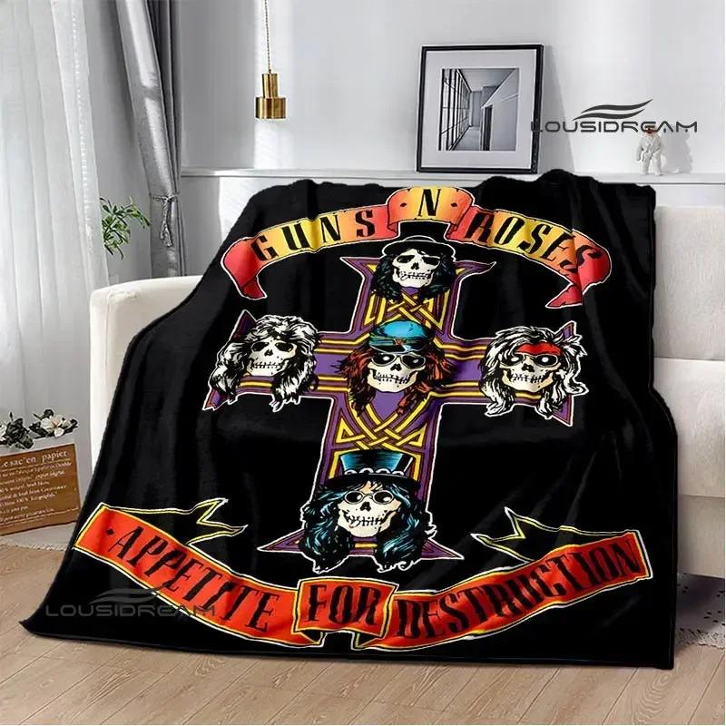Guns n'roses band retro printed blankets Flannel Warm Blanket Soft Comfort Blanket Home Travel Blankets Bedding birthday gift
