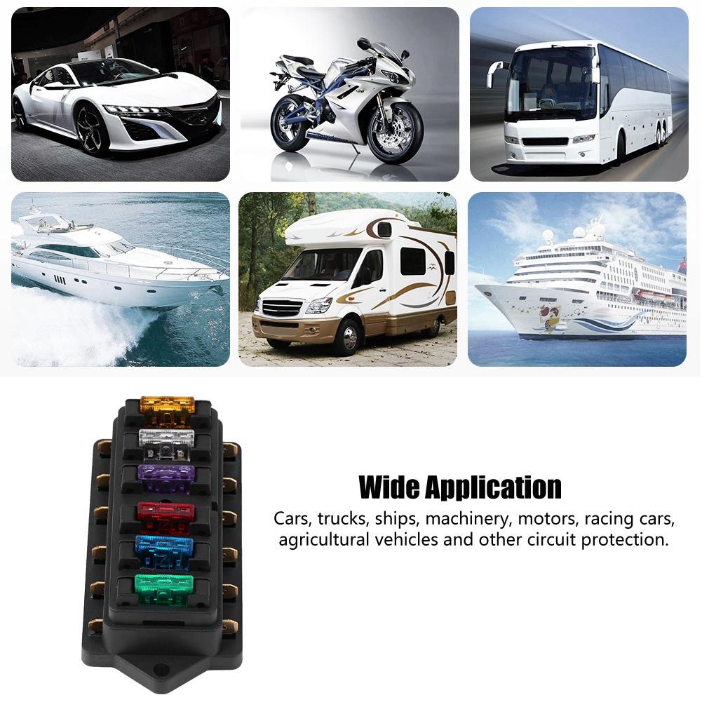 6 Way Circuit Car Boat Auto Blade Fuse Box Block Holder DC 12V 24V