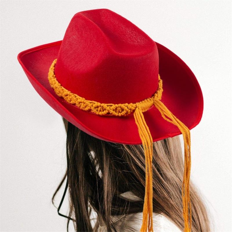 Lightweight Cowboy Hats Ethnic Style Women Wear Resistant Cowboy Hats with Weaving Hat Rope Adult Outdoor Sunproof Hat