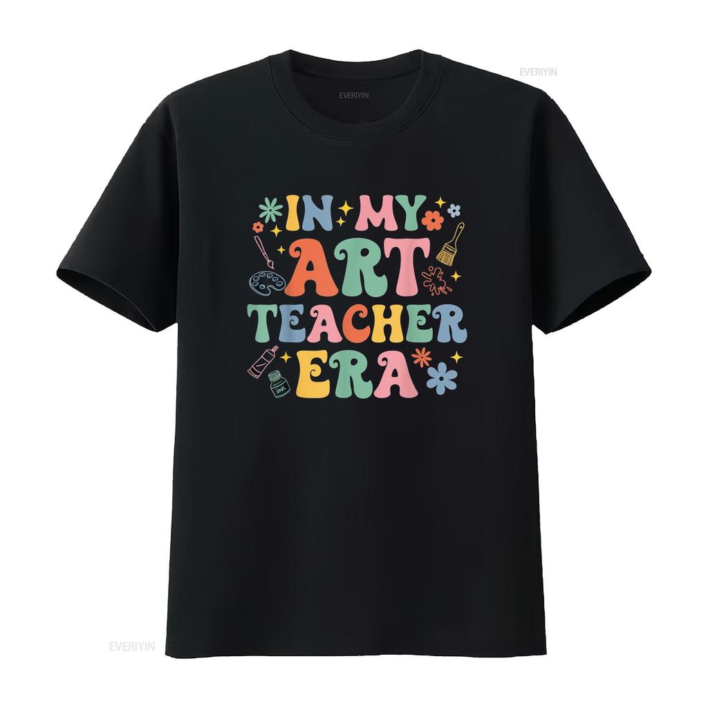 Groovy In My Art Teacher Era Back To School T Shirt Vintage Washed Designer Clothes Comfortable Streetwear Graphic Homme Unisex