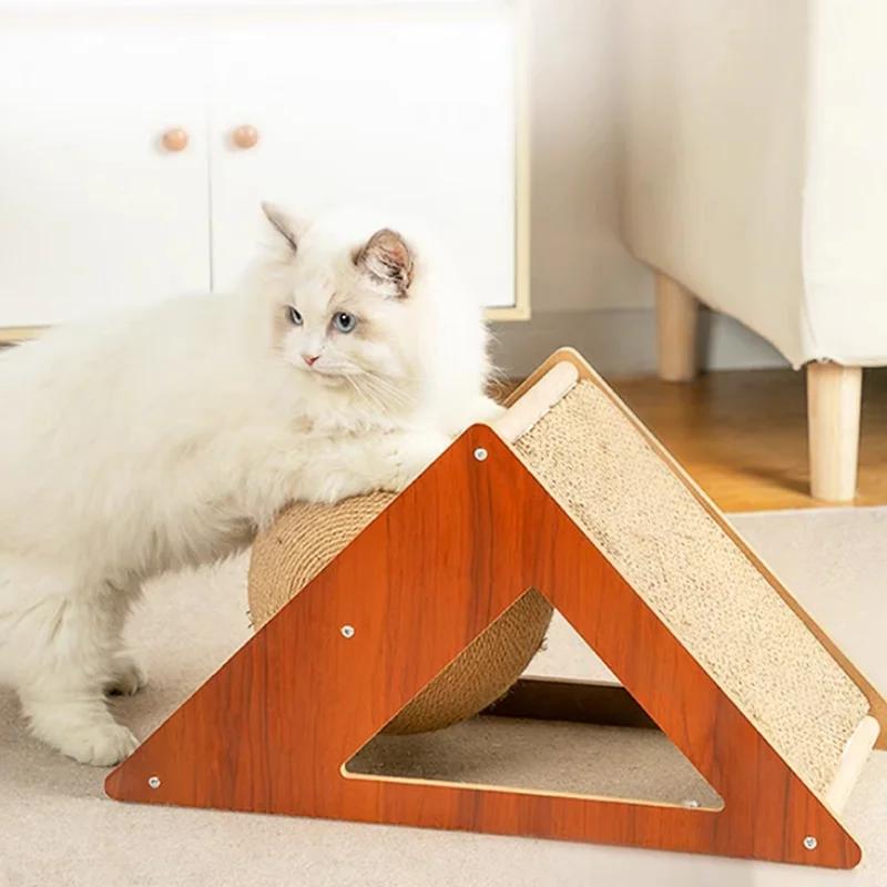 Triangle Cat Scratch Board Sisal Scratch Ball Wear-resistant Scratch-resistant Grinding Paws Toys Cats Supplies Accessories
