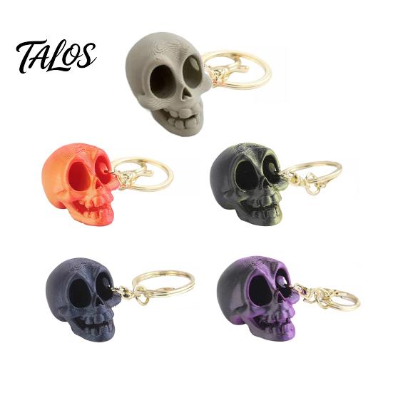 Matte Skull Sculpture 3D Printed Cute Keychain, Artistic Tabletop Ornament with Finish, Creative Bag Charm Light Luxury Home Decor Key Ring