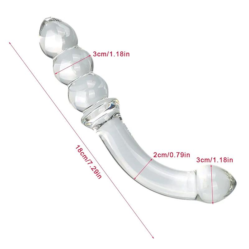 2-in-1 Glass Anal Beads And Butt Plug Hard Dildos Vaginal Anus Dilator Prostate Massager for Men And Women Masturbator Sex Toy