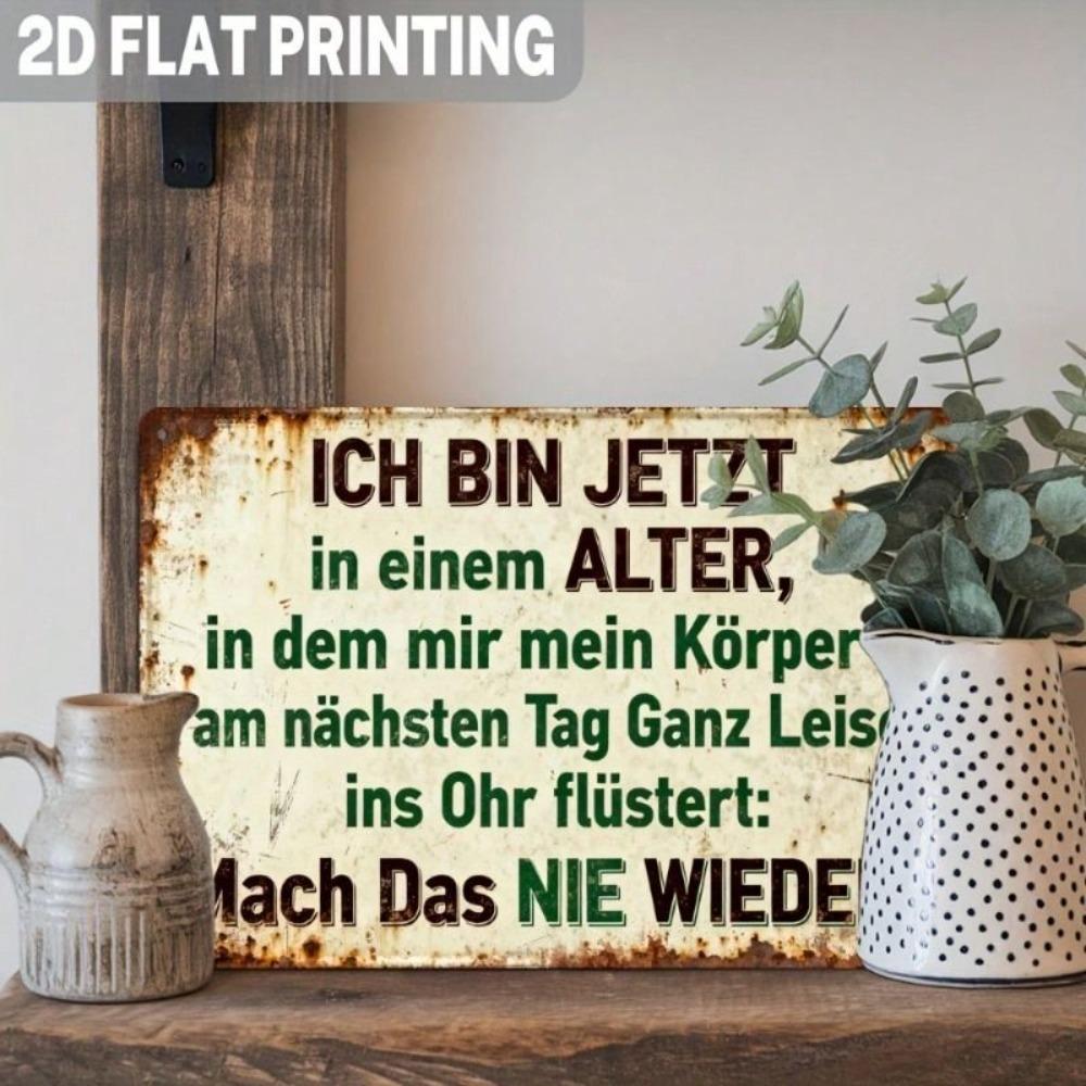 Vintage Metal Sign German Proverb Retro Wall Decor Iron Plaque