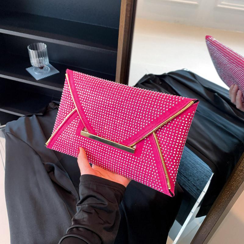 

Stylish Womens Casual Hand Clutch Bag In Vintage Envelope Design With Soft Pu Material For Everyday Wear фуксія
