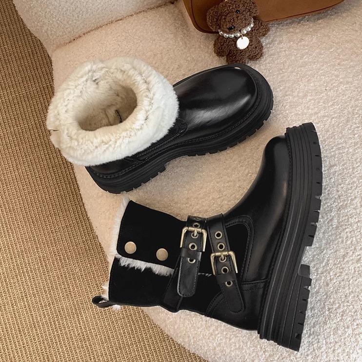 Fashion temperament increases thick-soled snow boots winter velvet cotton boots thermal cotton shoes 35