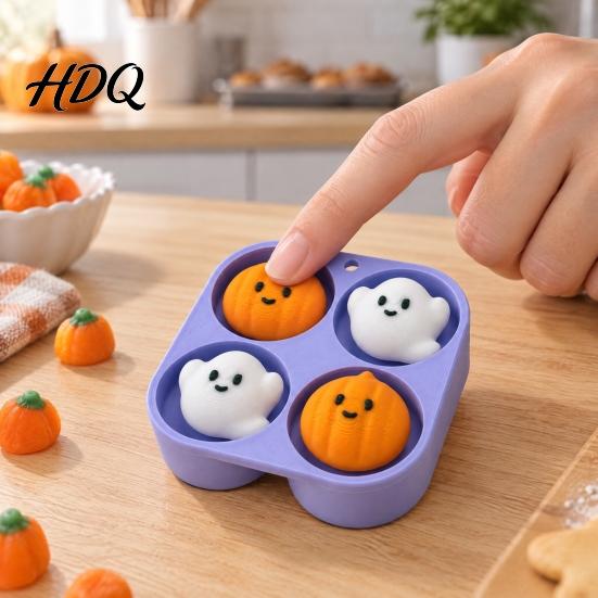 Halloween Desktop Ornament Clicker Fidget Toy 3D Printed Pumpkin Ghost Egg Carton Tactile Sensory Tool with Keychain Hole Cute Stress Relief