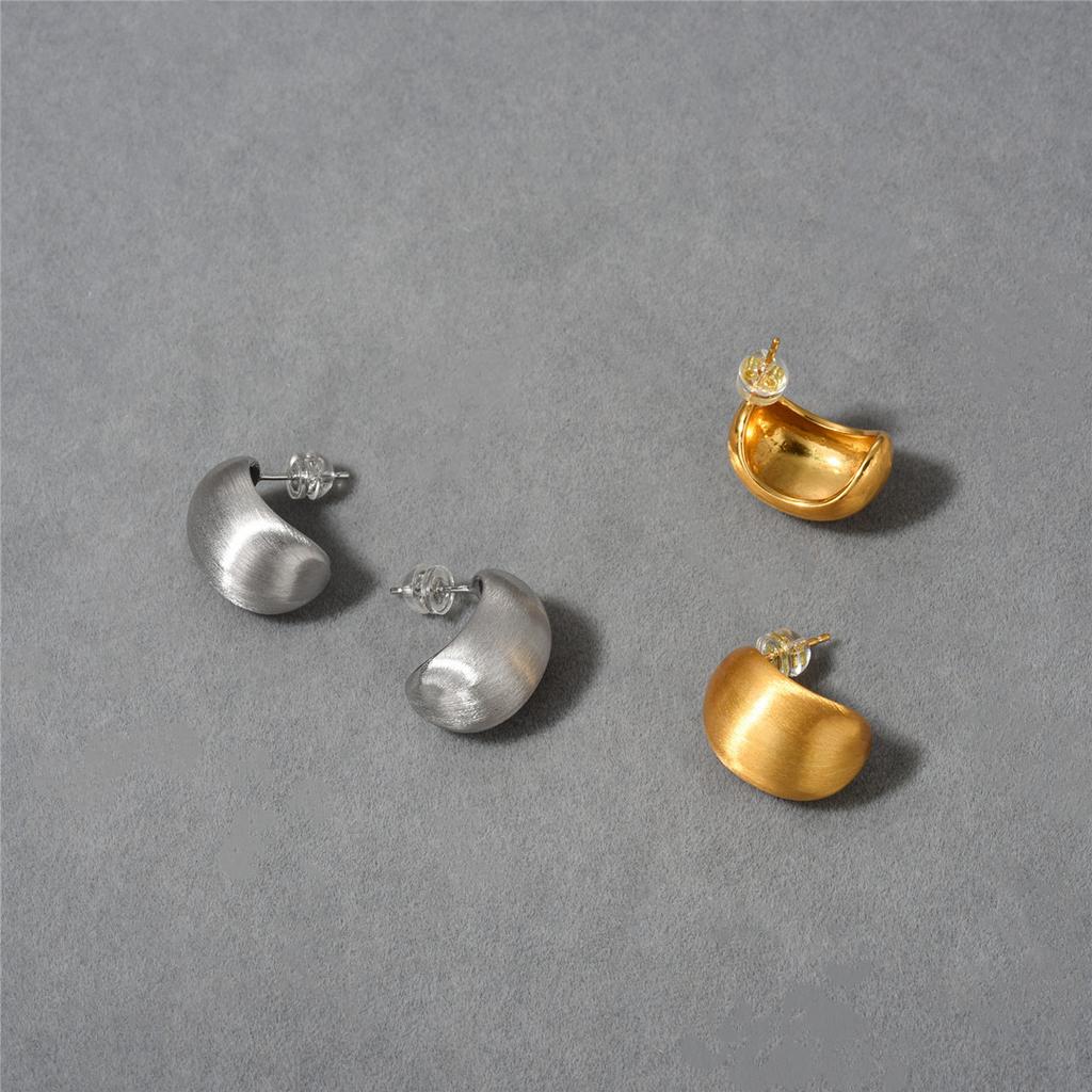 Summer Brushed Matte Stud Earrings, Earrings, Niche Design, Simple Temperament, Cold Wind Earrings, Women