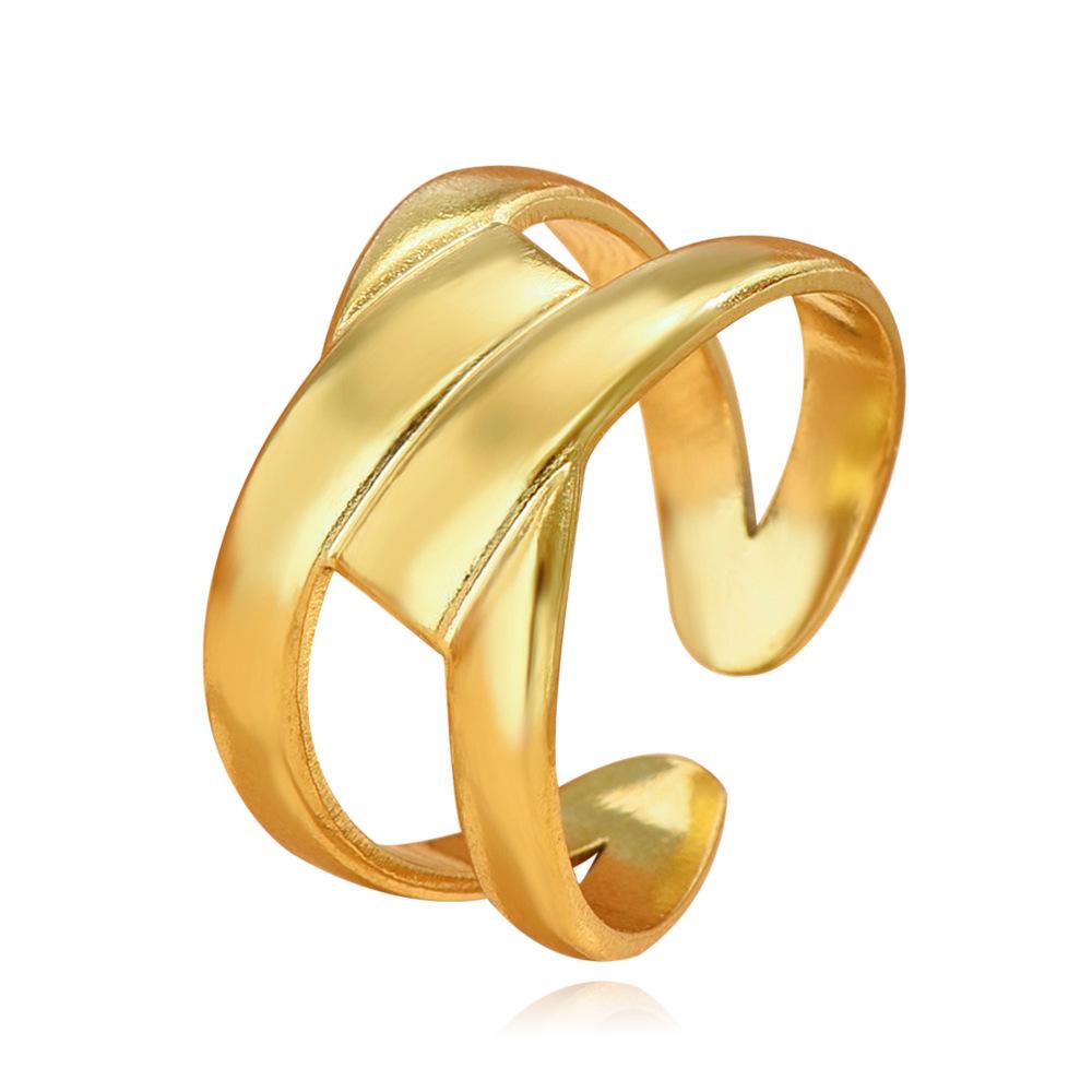 Women's Geometric Weave Stainless Steel Open Ring