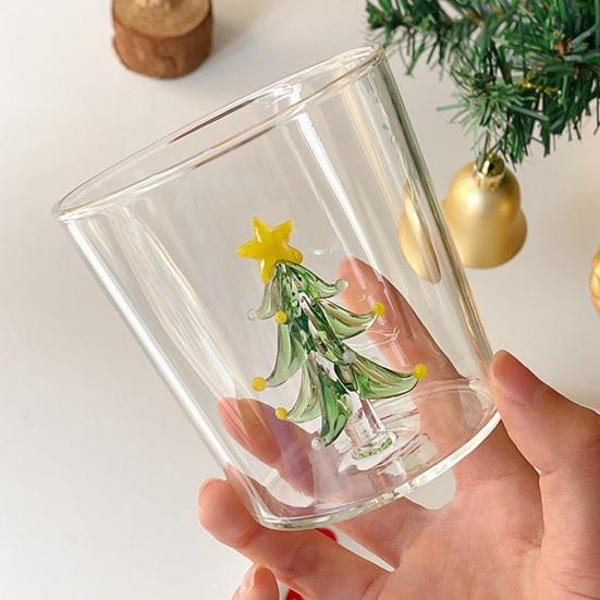 3D Sklenice na vánoční stromeček z vysoce borosilikátového skla, sklenice na víno na džus, koktejly, slavnostní párty nápojové sklo pro sváteční oslavy