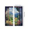 2pcs Nature-Inspired Mountain Blackout Curtains   Spring Sky and Flower Insulated Drapes for Bedroom Living Room