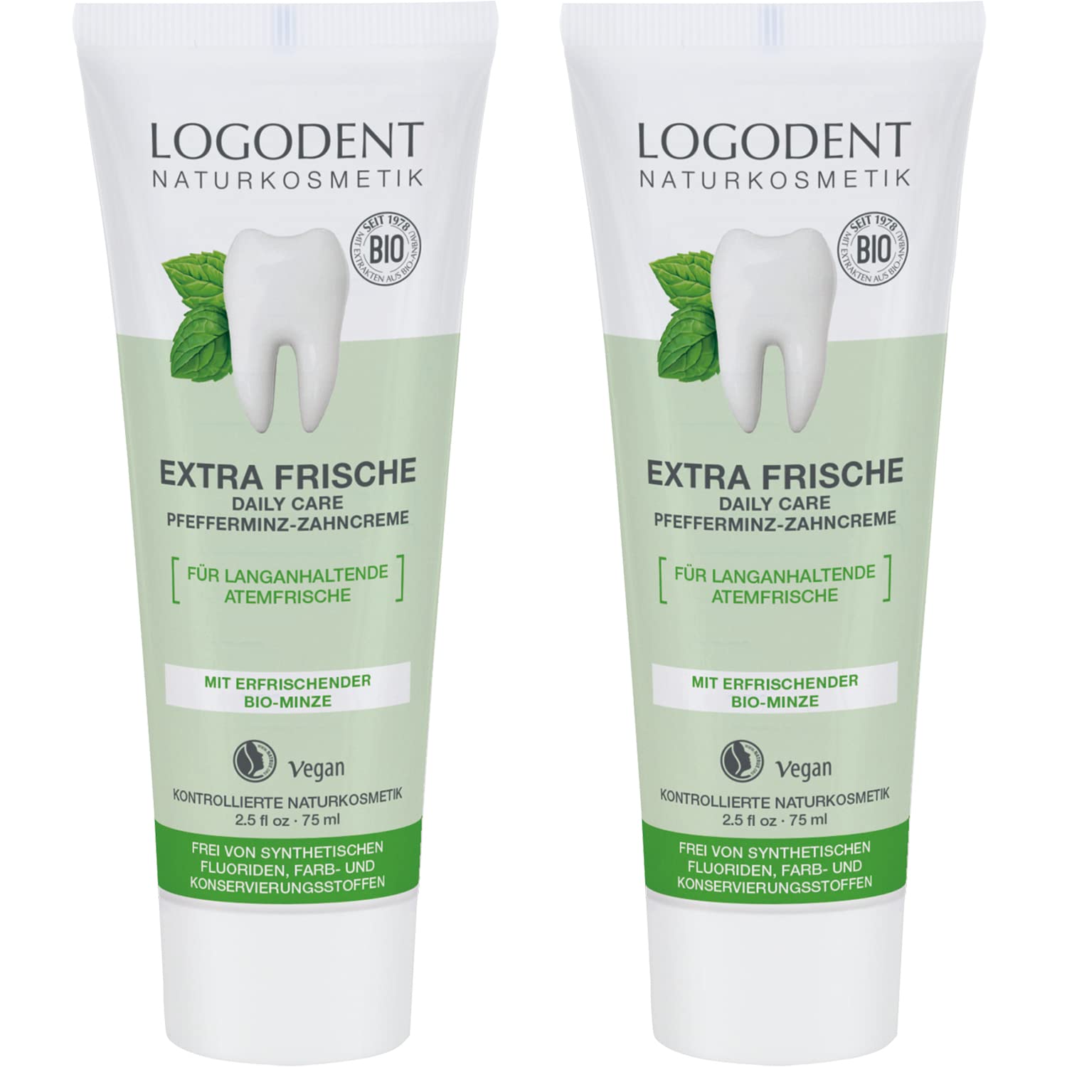 

LOGONA [Official Import from Japan] Daily Toothpaste (Mint Extra Fresh Mild Foam) 2-Pack 75ml x 2